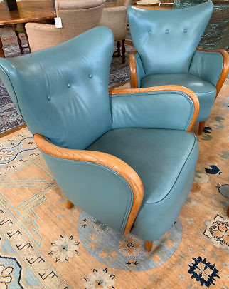71-2574 Art Deco Green Club Chairs