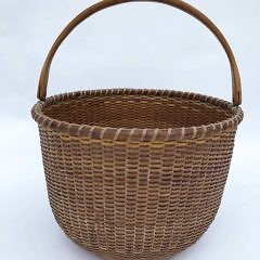 Round Open Swing Handle Nantucket Basket and Large Stephen Gibbs Open Swing Handle Nantucket Basket