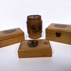 83-4570 4 Pieces of German Mauchline Nantucket Scene Boxes