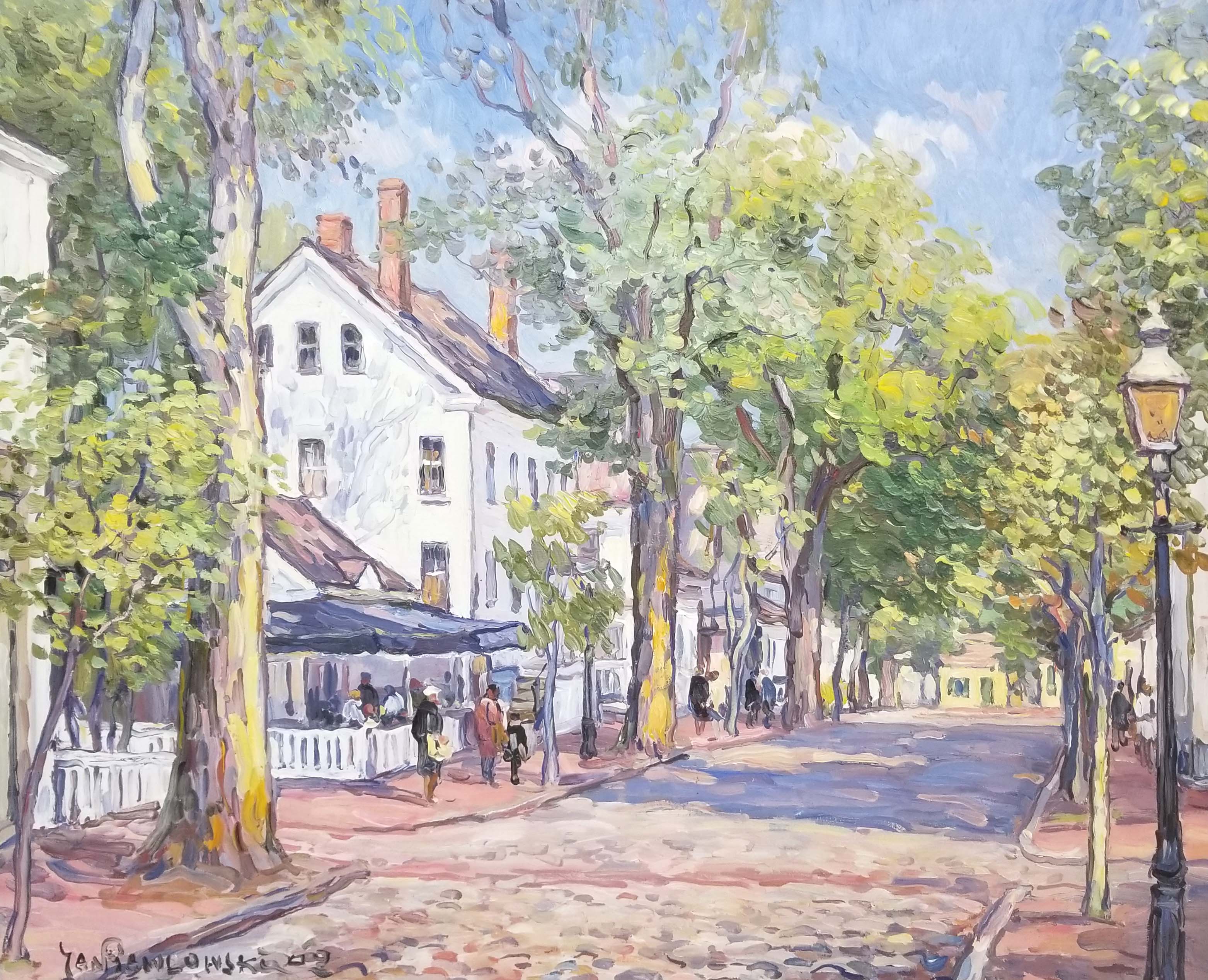 Jan Pawlowski - Jan Pawlowski Oil on Canvas "Federal Street - Nantucket