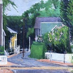 Summer Street Scene Oil on Artist Board