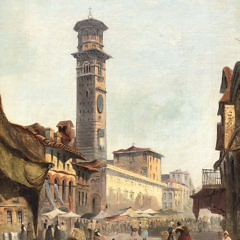 Henry N. Eugene Oil on Canvas “European Market Scene”