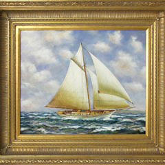 Oil on Canvas of a Racing Sloop