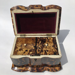 English Regency Tortoiseshell Double Compartment Tea Caddy