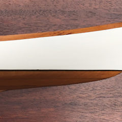 Mark Sutherland Half Hull Model of Marshall Shanderling 18 ft. Catboat