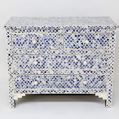 39727 Blue and White Bone Chest of Drawers