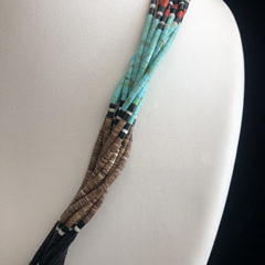 Santa Domingo Turquoise, Coral, Jade and Shell Heshi Necklace