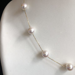 18K Yellow Gold Japanese Akoya Pearl “Tin Cup” Necklace