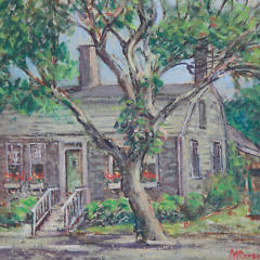 Margaret Cooper Oil on Artist Board “New  England House Study with Jeep and Tree”