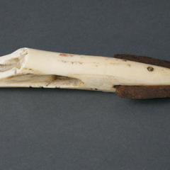 Eskimo Walrus Ivory and Metal Fish Spear Head, circa 1870