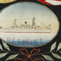 Embroidered Pictorial of an American Sailor’s Cruise Aboard the U.S.S. Relief