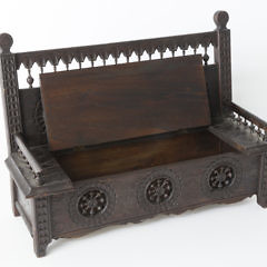 Miniature French Carved Walnut Lift Seat Settle Bench