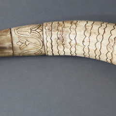 American Carved and Polychrome Powder Horn, circa 1890