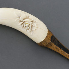 Carved Sperm Whale Tooth Walking Stick, circa 1880