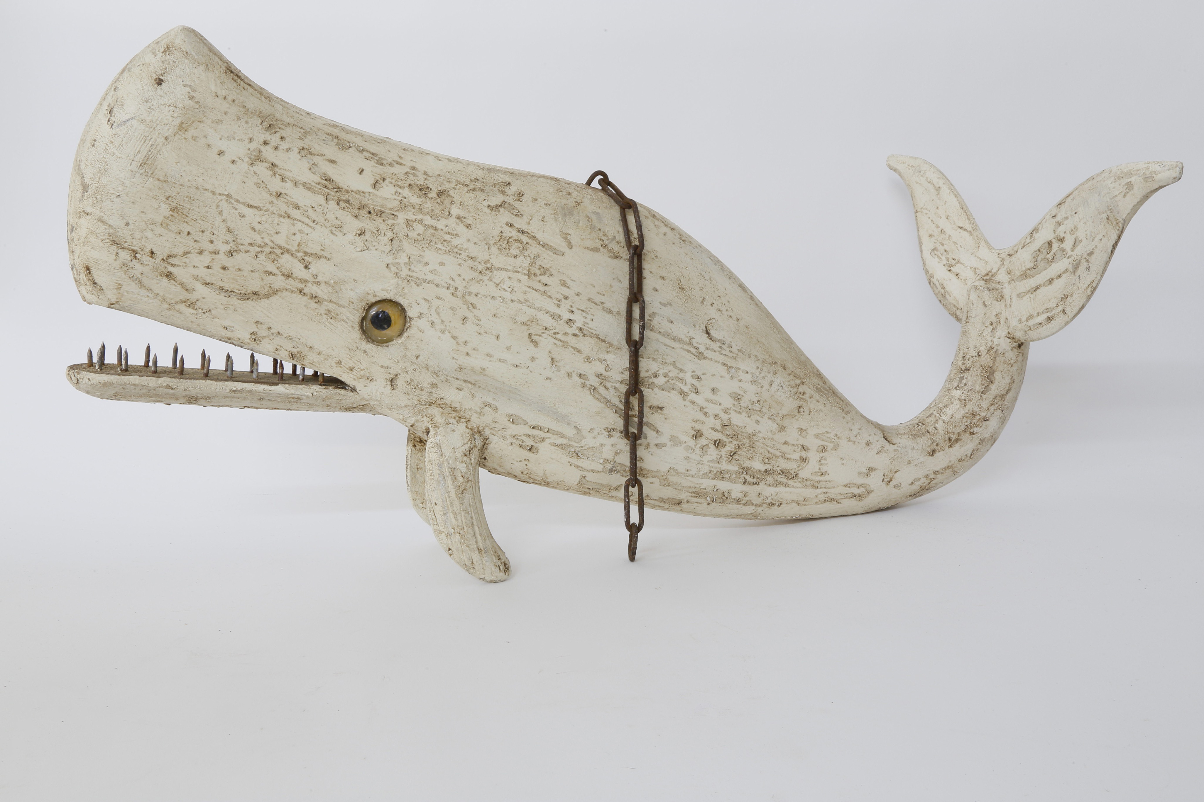 Sperm Whale Trade Sign - Vintage Style Carved and Painted Wood