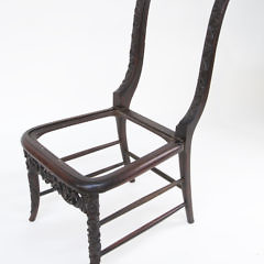 Pair of Chinese Export Carved Teak Wood Side Chairs, circa 1830