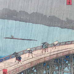 Pair of 19th Century Japanese Woodblock Prints, “Asakusa Kinryzan Temple” and, “Sudden Rain Storm at Atake”