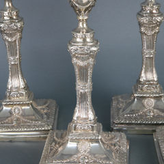 Set of 4 English Sterling Silver Candlesticks, circa 1816