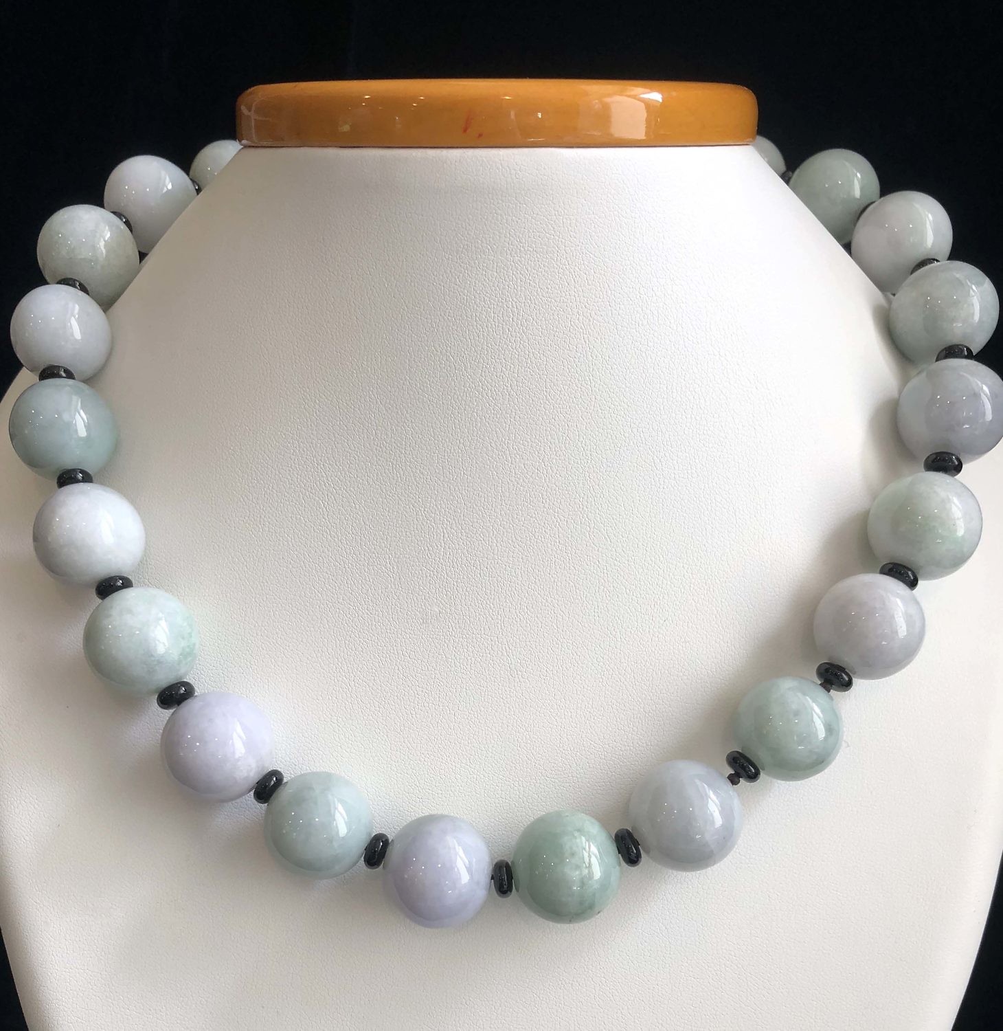 Lavender and Green Jade Necklace - 18mm Light Lavender and Green Jade ...