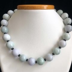 40756 Jade Bead Necklace with Black Beads