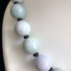 18mm Light Lavender and Green Jade Bead Necklace