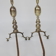 Pair of New York Brass Double Lemon Top Andirons, circa 1820