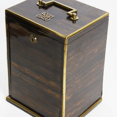 19th Century English Coromandel Wood Traveling Stationary Box