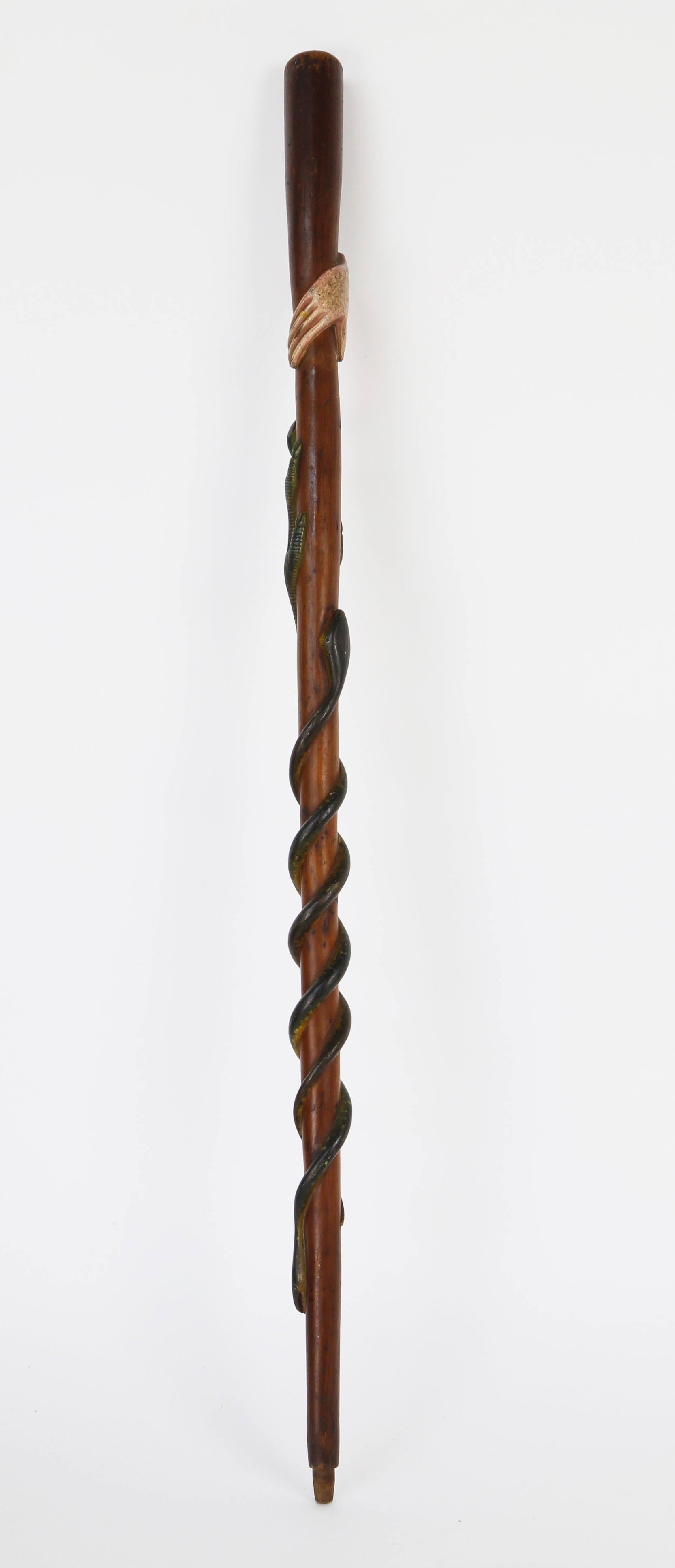 Folk Art Walking Stick American Folk Art Carved and Polychromed