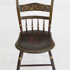 Set of Six 19th Century Painted Plank Seat Dining Chairs