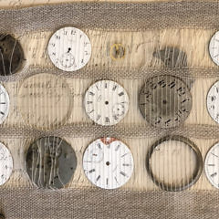 Rebecca Jusko Hand Woven Textile and Watch Face Collage