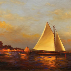 Vernon Broe  Oil on Canvas Board “Sunset Sail”