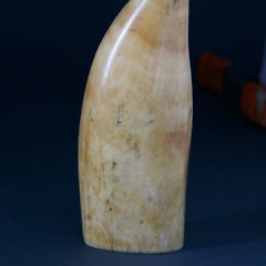 Whaleman Scrimshaw and Polychrome Whale Tooth, circa 1850