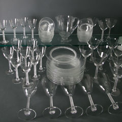 55 Piece Set of René Lalique Glass in the Phalsbourg Pattern