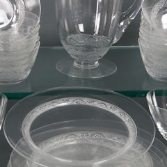 55 Piece Set of René Lalique Glass in the Phalsbourg Pattern