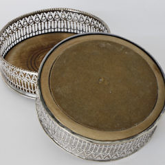 Pair of English Georgian Silver Plated Wine Coasters, 18th Century