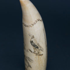 Whaleman Scrimshaw and Polychrome Whale Tooth, circa 1860s