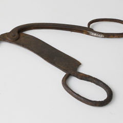 Pair of Unusual Cast Iron Scissors with Portrait of Gentleman, 18th Century