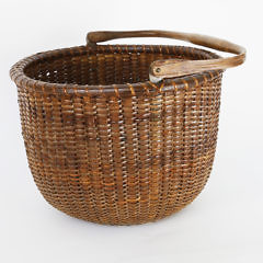 19th Century Round Open Swing Handle Nantucket Basket