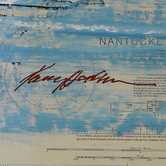 Kerry Hallam Acrylic on Nantucket Chart “Racing Round Brant Point”