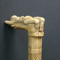 Whaleman Carved Whale Ivory and Whalebone Cane