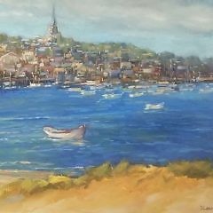 David Lazarus Oil on Canvas “View of Town of Nantucket from Monomoy”