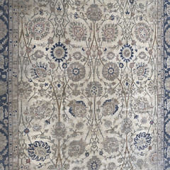 Hand Knotted Wool Blue and Creme Oriental Carpet