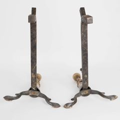 Pair of Scarce American Bell Metal Lemon Top Andirons, 18th Century