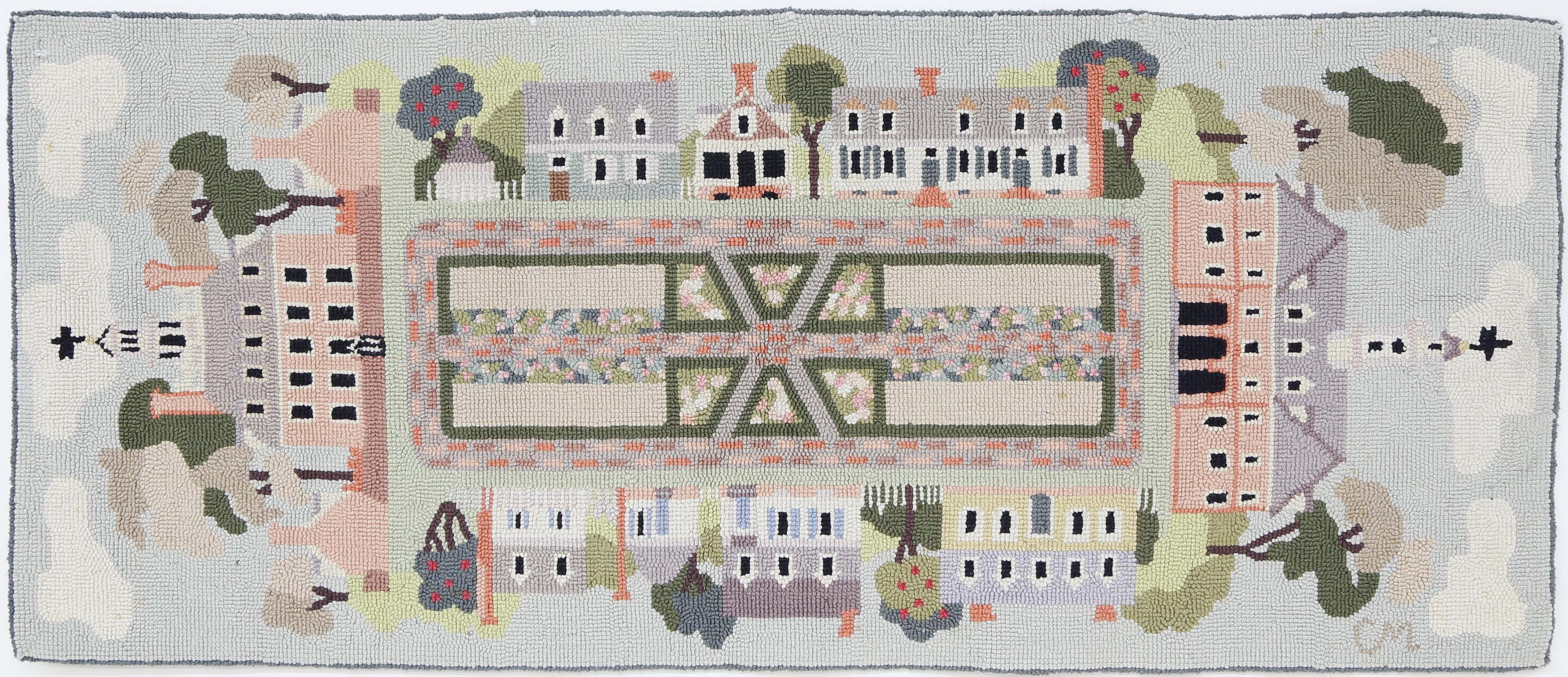 The rug barn’s ラグ　Claire murray デザイン Claire Murray Scenic Village Scene Hooked Rug - Claire Murray