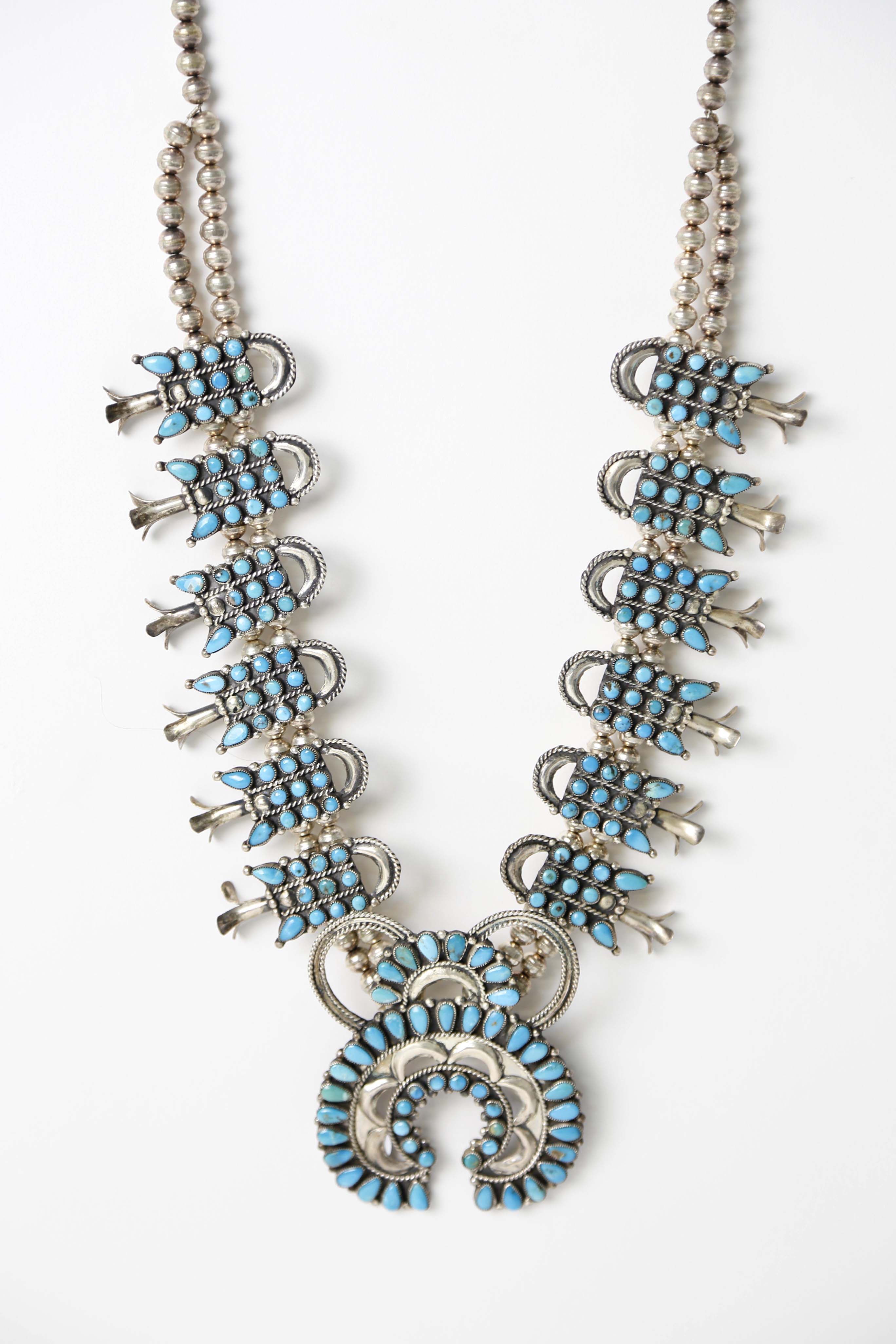 BiSH - BiSH j Larry Moses Begay Navajo Squash Blossom Necklace, c.1980's