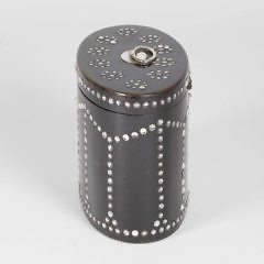 English Black Lacquer and Rhinestone Studded Oval Tea Caddy, 19th Century