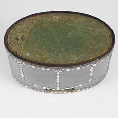 English Black Lacquer and Rhinestone Studded Oval Tea Caddy, 19th Century