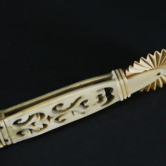  Whaler Made Pierced Antique Whale Ivory Pie Crimper, circa 1850