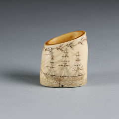 Fine Scrimshaw Lower Whale Tooth Section, circa 1850