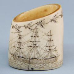 Fine Scrimshaw Lower Whale Tooth Section, circa 1850